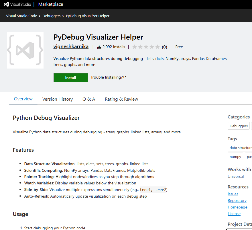 PyDebug Visualizer Helper